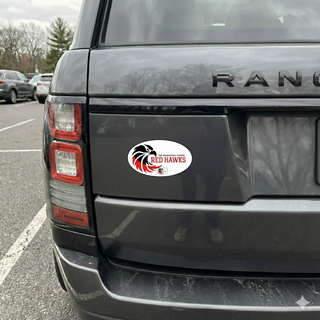 Oval Red Hawks Car Magnet