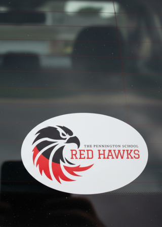 Oval Red Hawks Car Decal